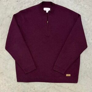 Filson 100% Wool Maroon Quarter Zip Knit Sweater